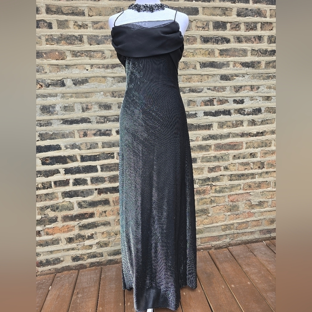 Betsy & Adam By Jaslene  Black Halter Sleeveless Gown
